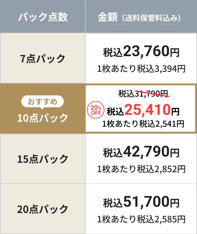 シャンゼリゼコース料金表